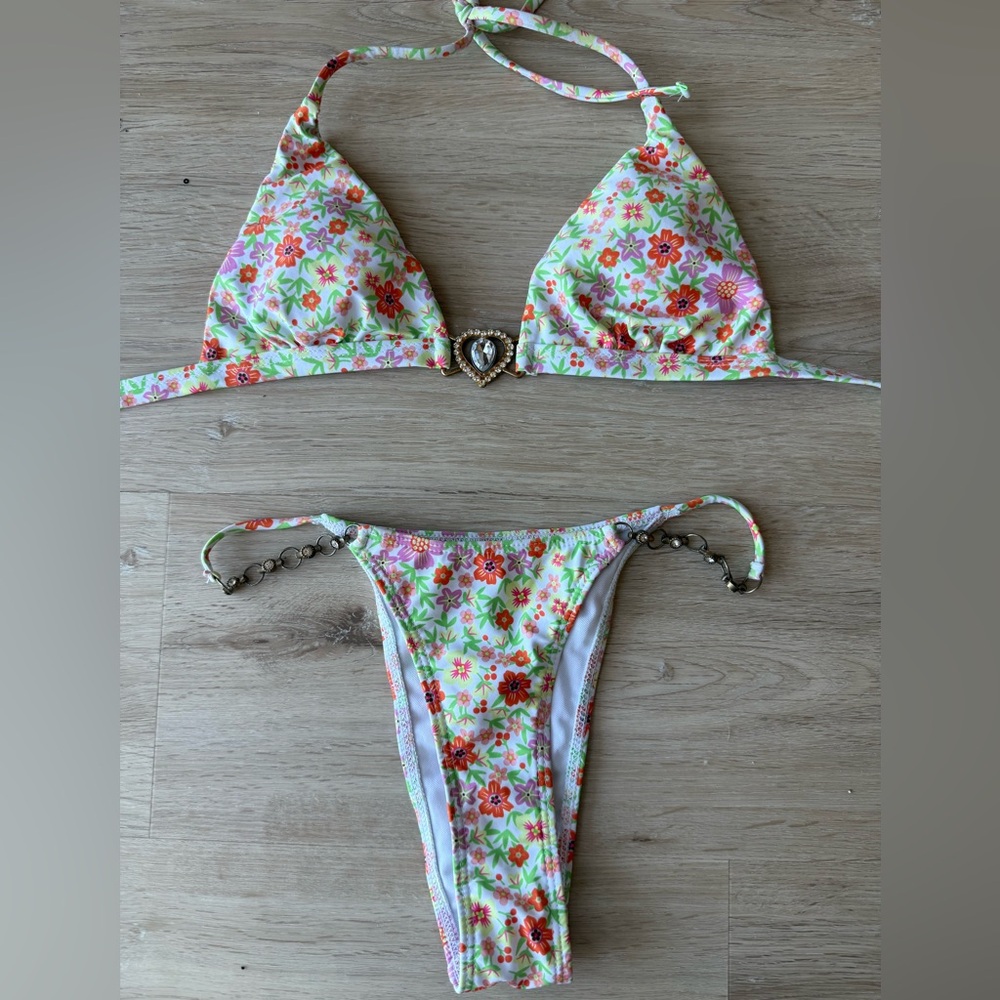 Floral Bikini Set with Heart Detail